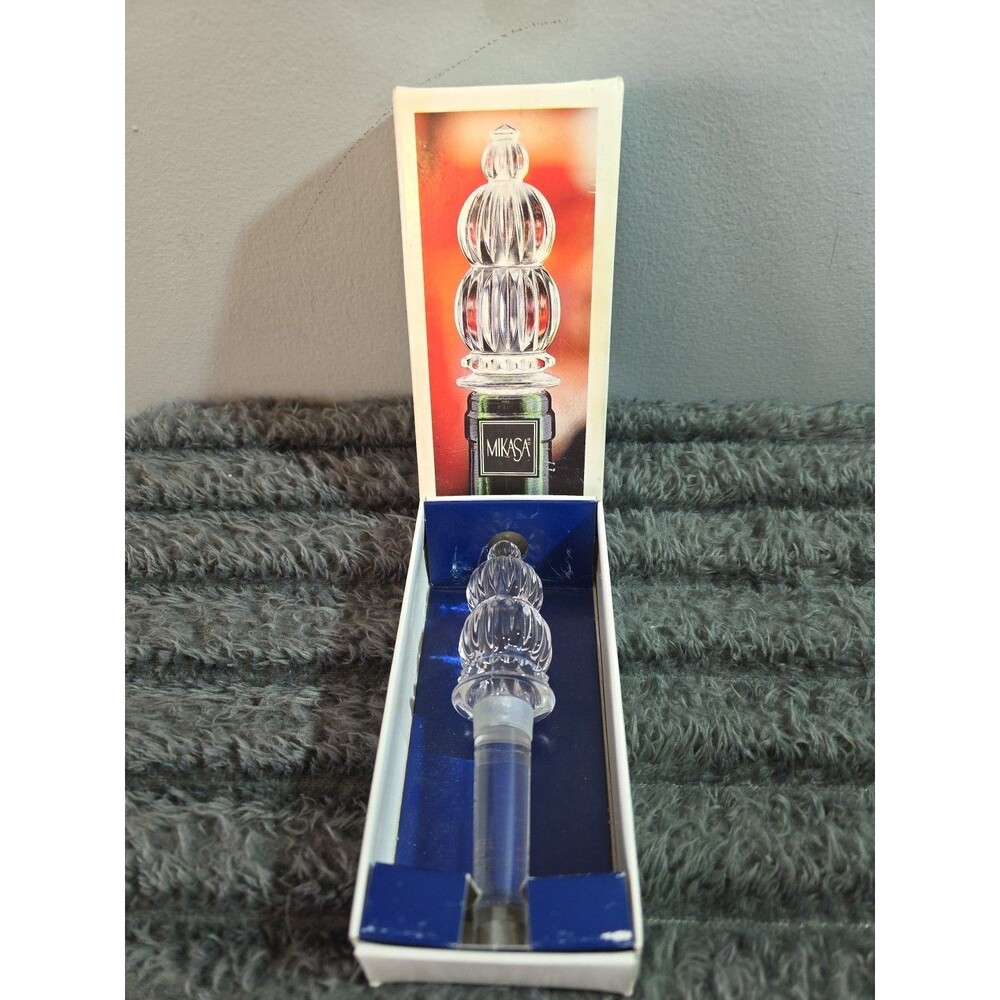 Vintage Mikasa Monterey Austrian Crystal Wine Bottle Stopper Decanter Top T8173